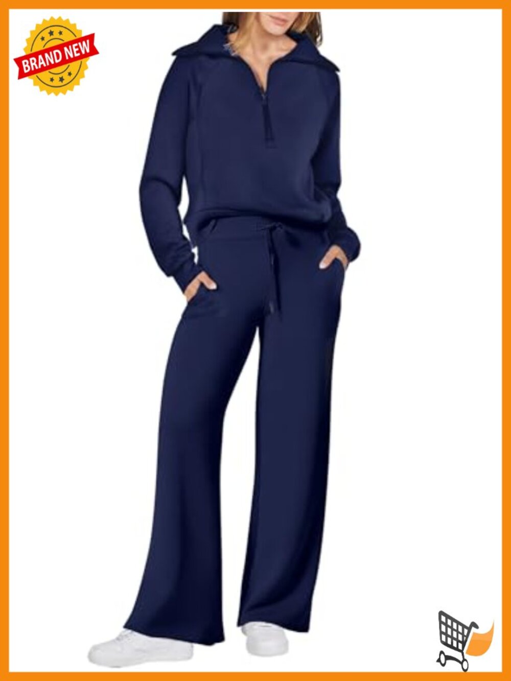 Women 2 Piece Sweatsuit Half Zip Wide Leg Lounge Set Loose Fit
